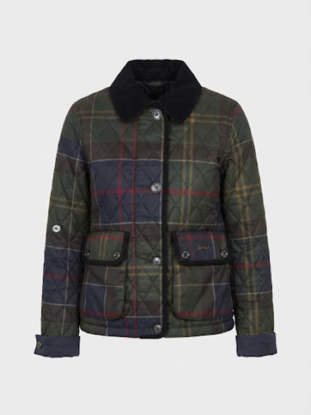 Barbour Quilted Tartan Utility Jacket in Green, Navy & Red